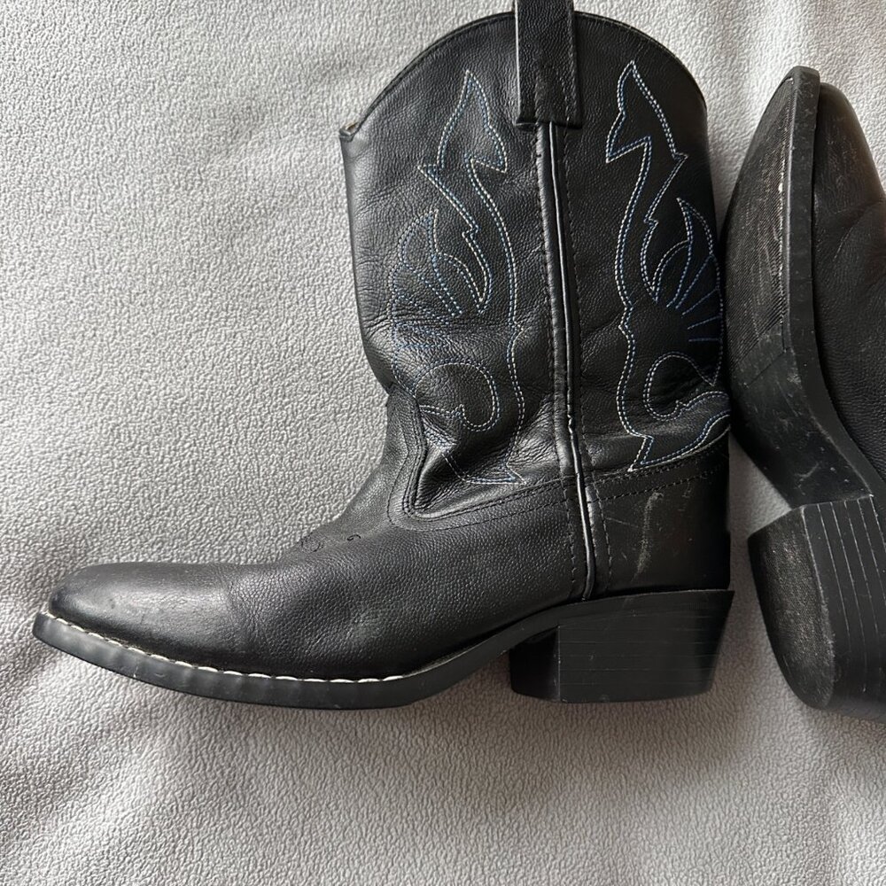 Smoky‎ Mountain Boots Youth sz 3.5 Mid Calf Western Cowboy Black Leather